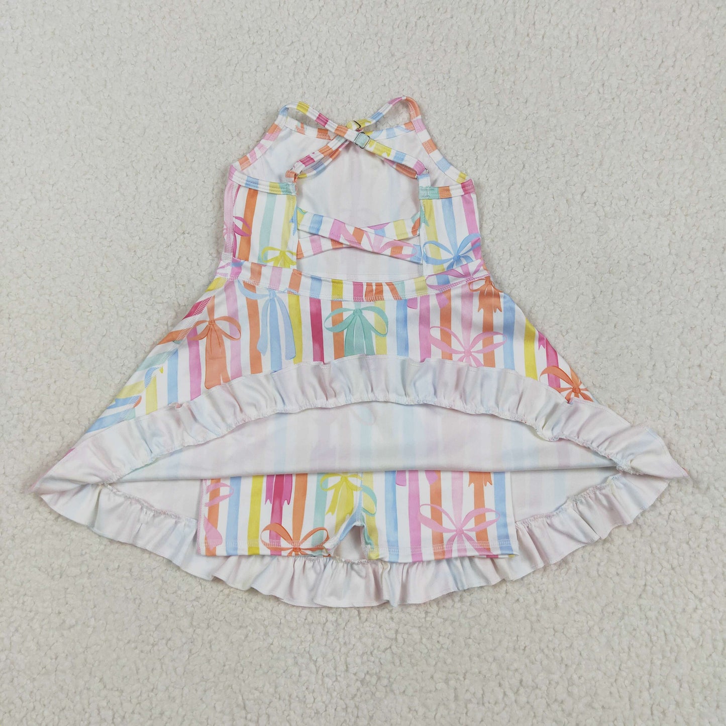colorful stripes bow athletic dress