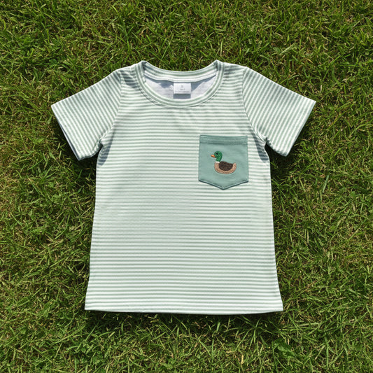 duck embroidery pocket stripes tee