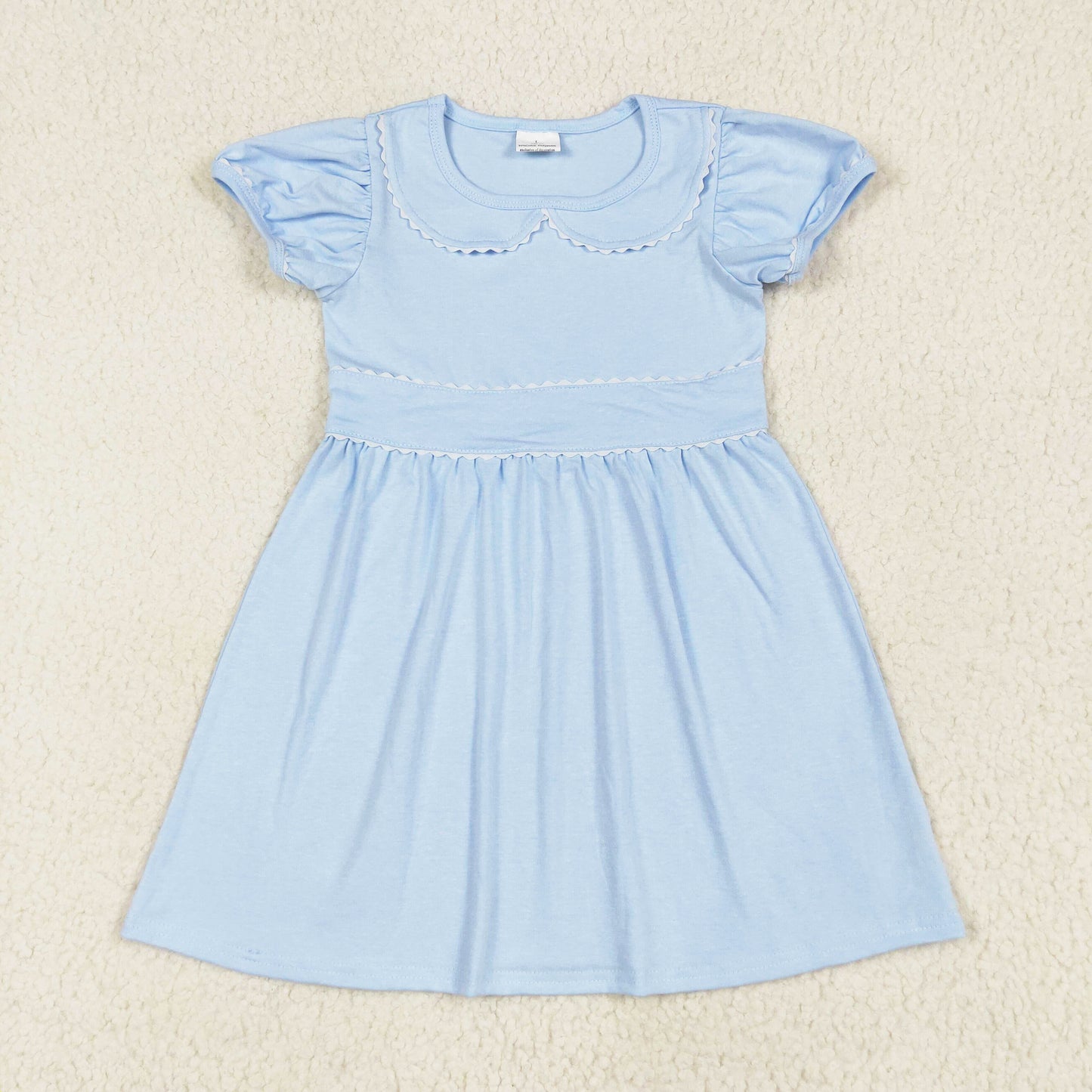 short sleeve cotton blue dress