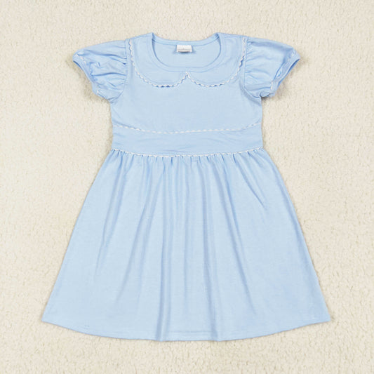 short sleeve cotton blue dress