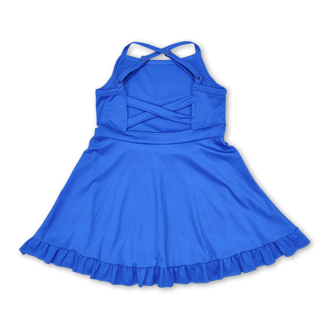 royal blue strap ruffle baby girls summer active wear athletic dress