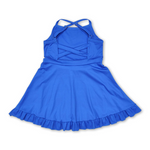 royal blue strap ruffle baby girls summer active wear athletic dress