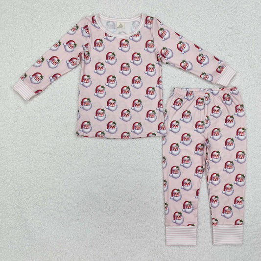 baby girl Christmas santa print bamboo pajama set