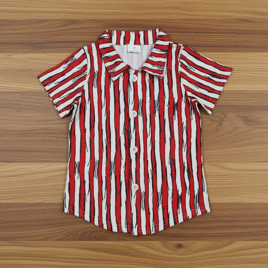 red white stripes button down t-shirt