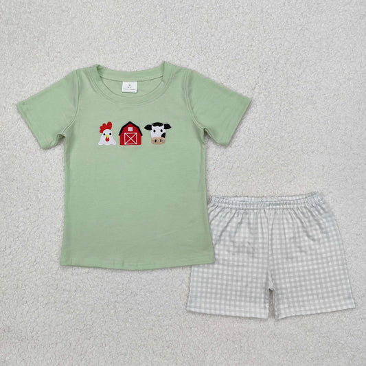 embroidery farm shorts set