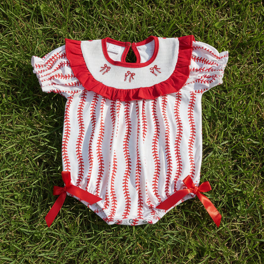baseball bow embroidery girl bubble