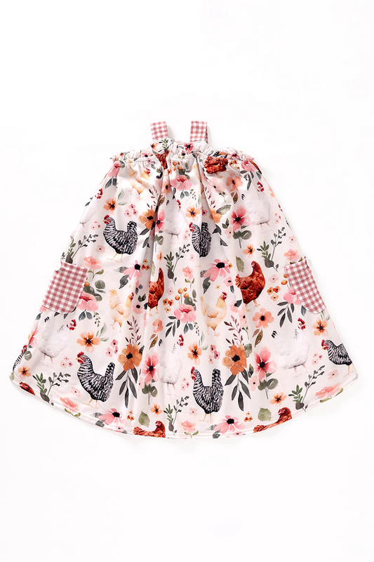 strap chicken floral pocket twirl dress