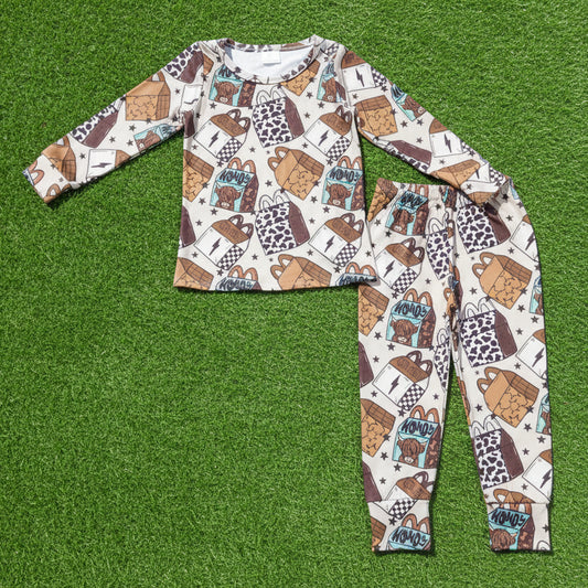 howdy cowboy milk two pieces lounge set boy pajama