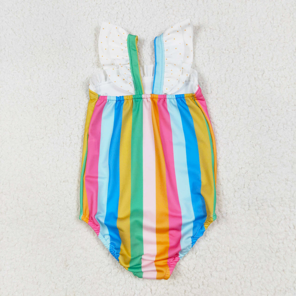 colorful striped one piece swimsuit