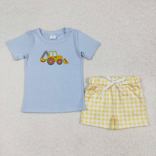 baby boy clothes excavator embroidery shorts set