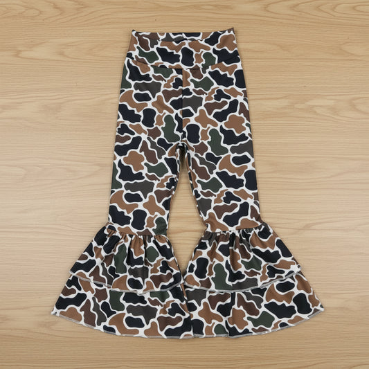 ruffle athletic camo bell bottom pants