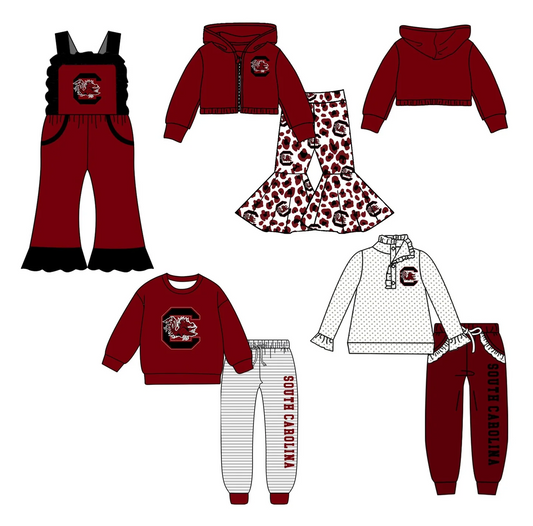 (Custom Design MOQ 5 Each Item)Team's Gamecock Print Sibling Matching Clothes