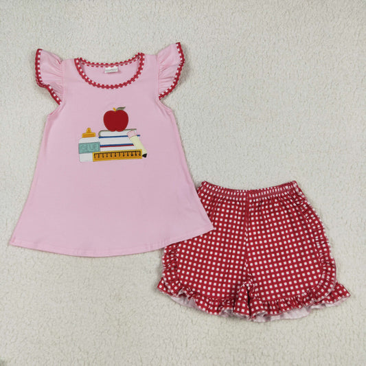 apple books embroidery girl back to school set