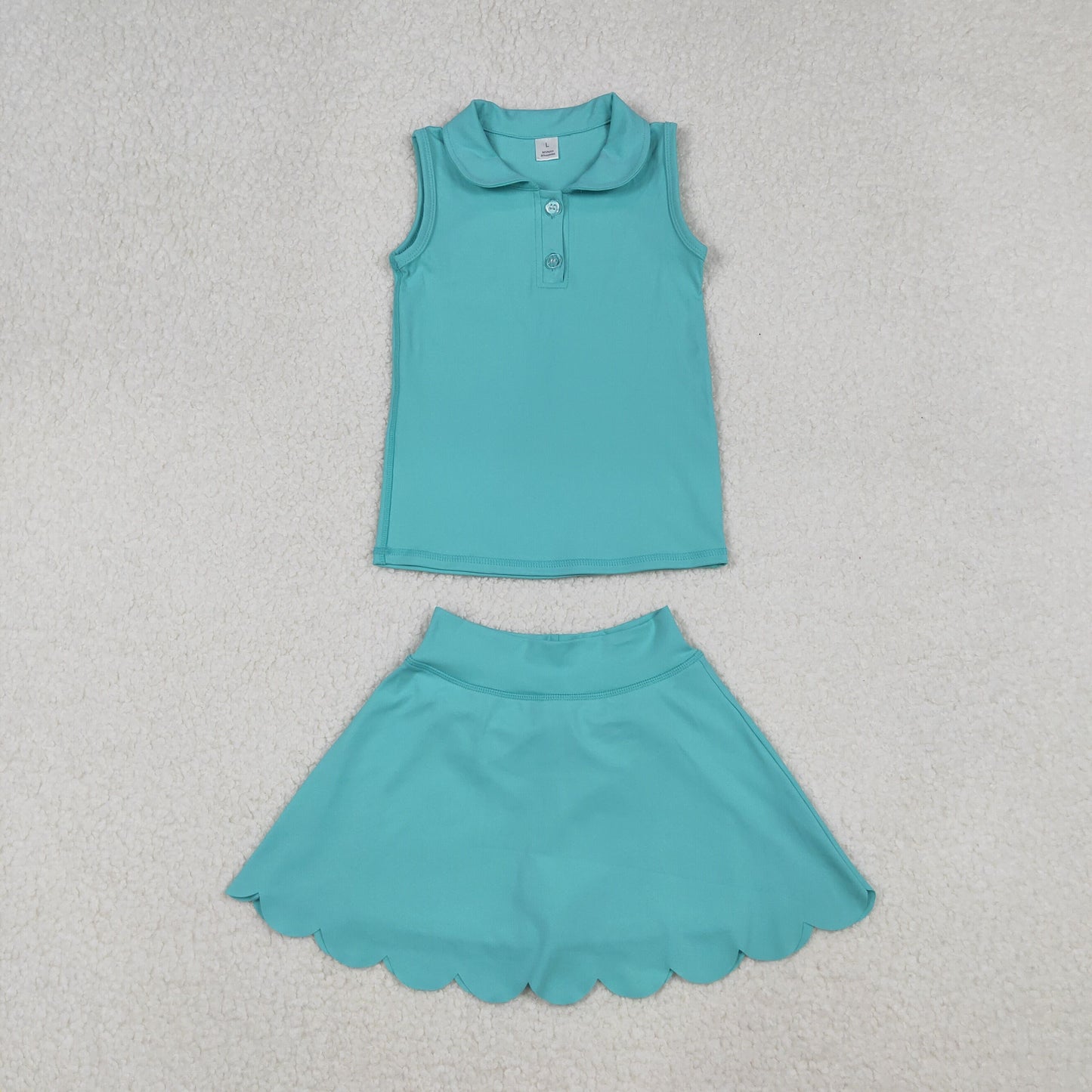 mint solid sleeveless athletic skort set
