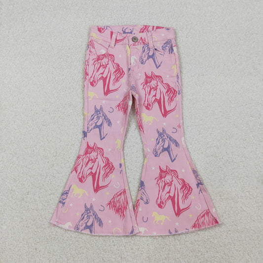 pink horse print denim pants toddler girl jeans