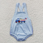 SR0273  USA Warehouse Flag Tractor Embroidery Blue Bubble