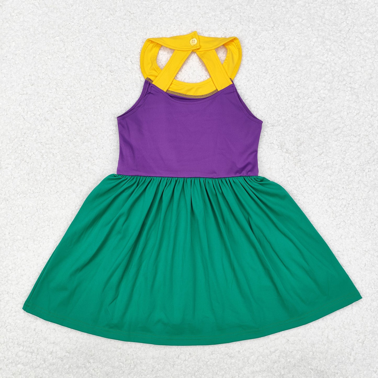 Mardi gras green purple yellow athletic dress