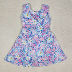 kids yoga pink blue flower one piece activewear athletic dress