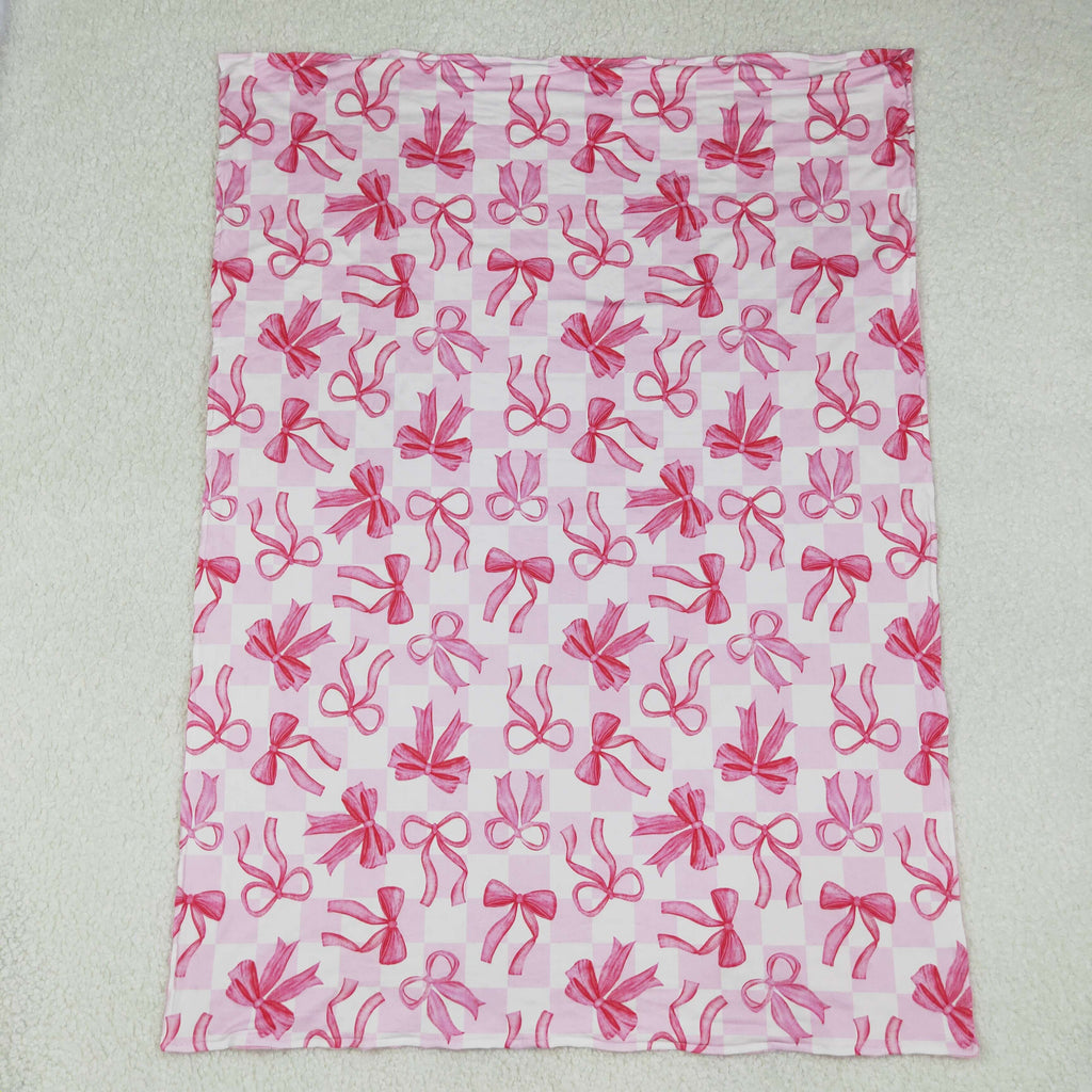 pink bow print minky blanket