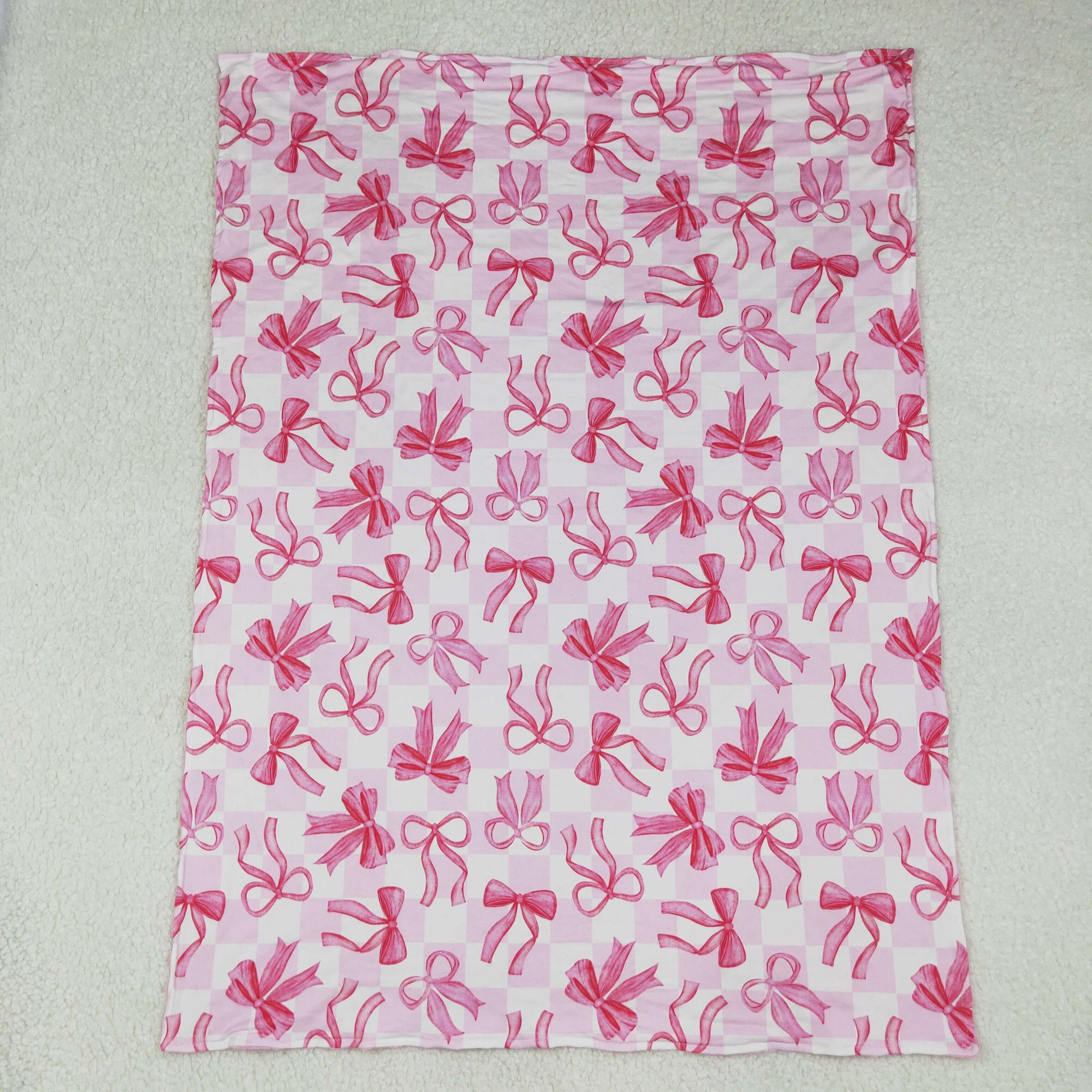 pink bow print minky blanket