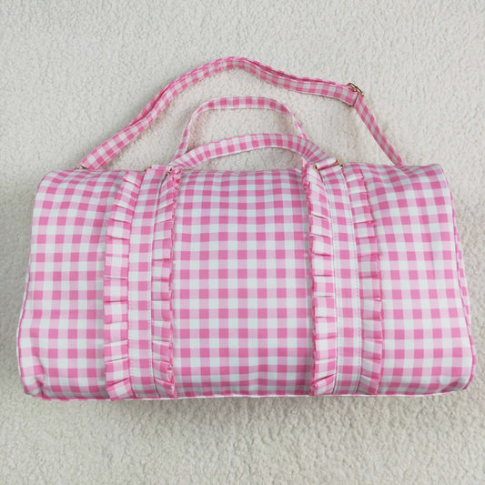 pink plaid duffel & gym bag