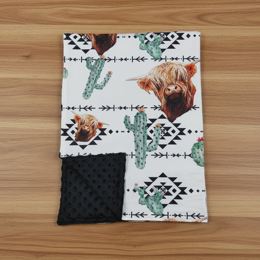highland cows cactus aztec western baby blanket