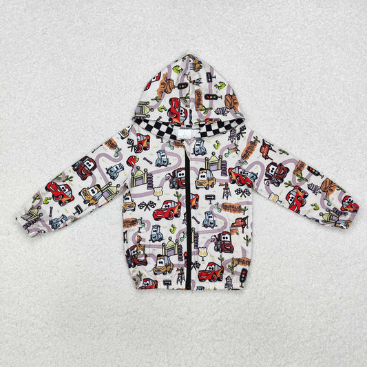 racing car print zip hoodie jacket