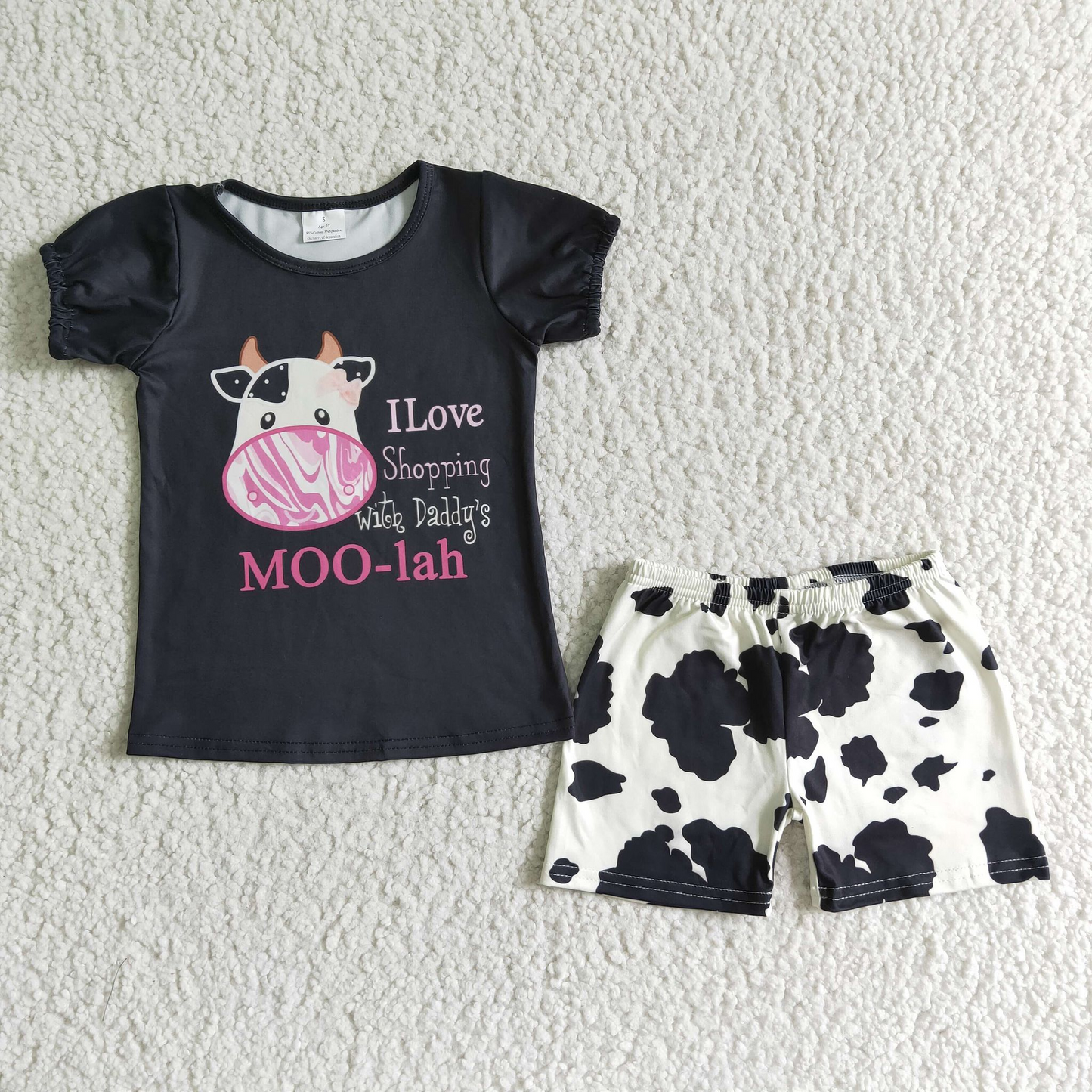 cute cow shorts set