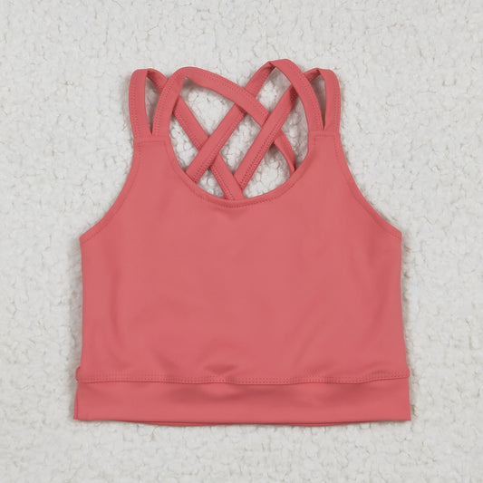 solid cross back sports tennis tank yoga top