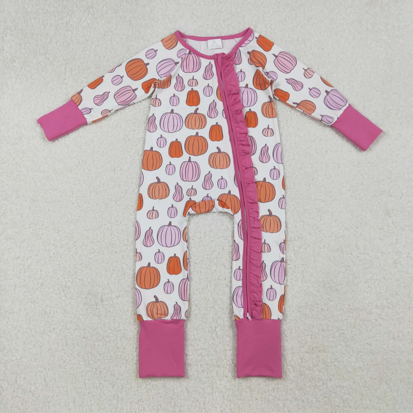 long sleeve pink pumpkin zipper sleeper