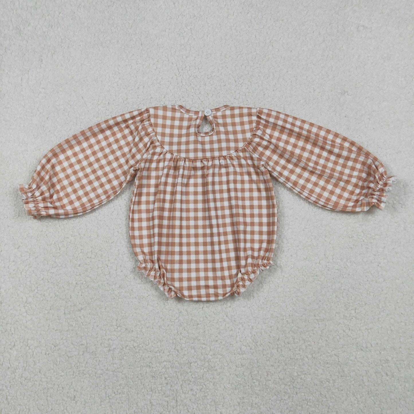 brown gingham turkey embroidery smock bubble