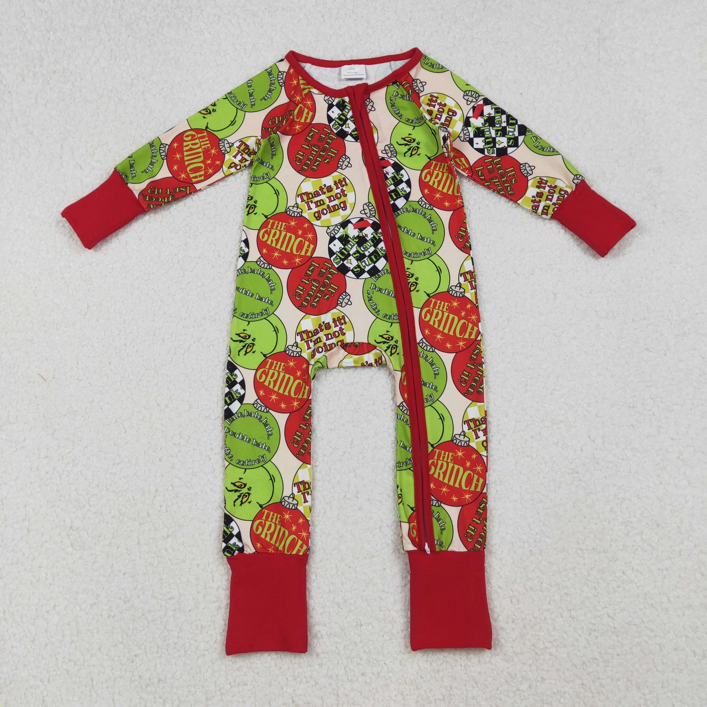 the gri*ch bell Christmas baby zipper sleeper pajama