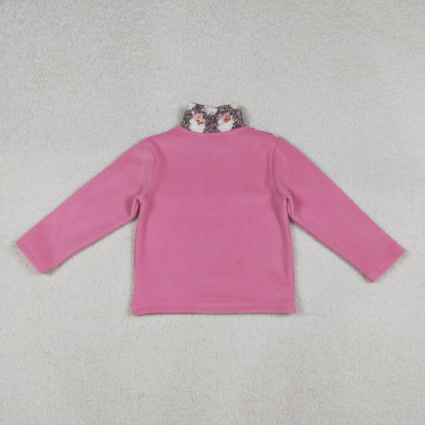 winter baby girl pink santa print zip fleece pullover
