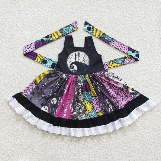 Kids Girl's Large Twirl Nightmare Dress for Halloween