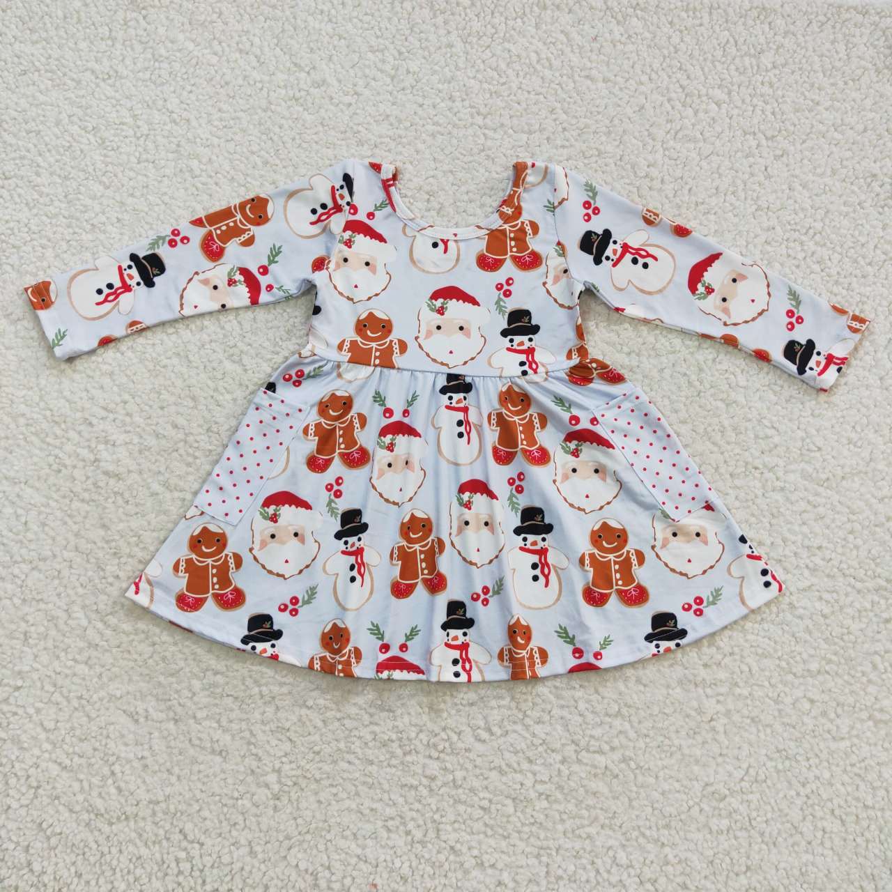 santa gingerbread snowman pocket twirl dresses