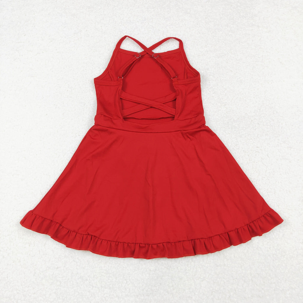 red strap ruffle baby girls summer activewear athletic dress