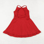 red strap ruffle baby girls summer activewear athletic dress