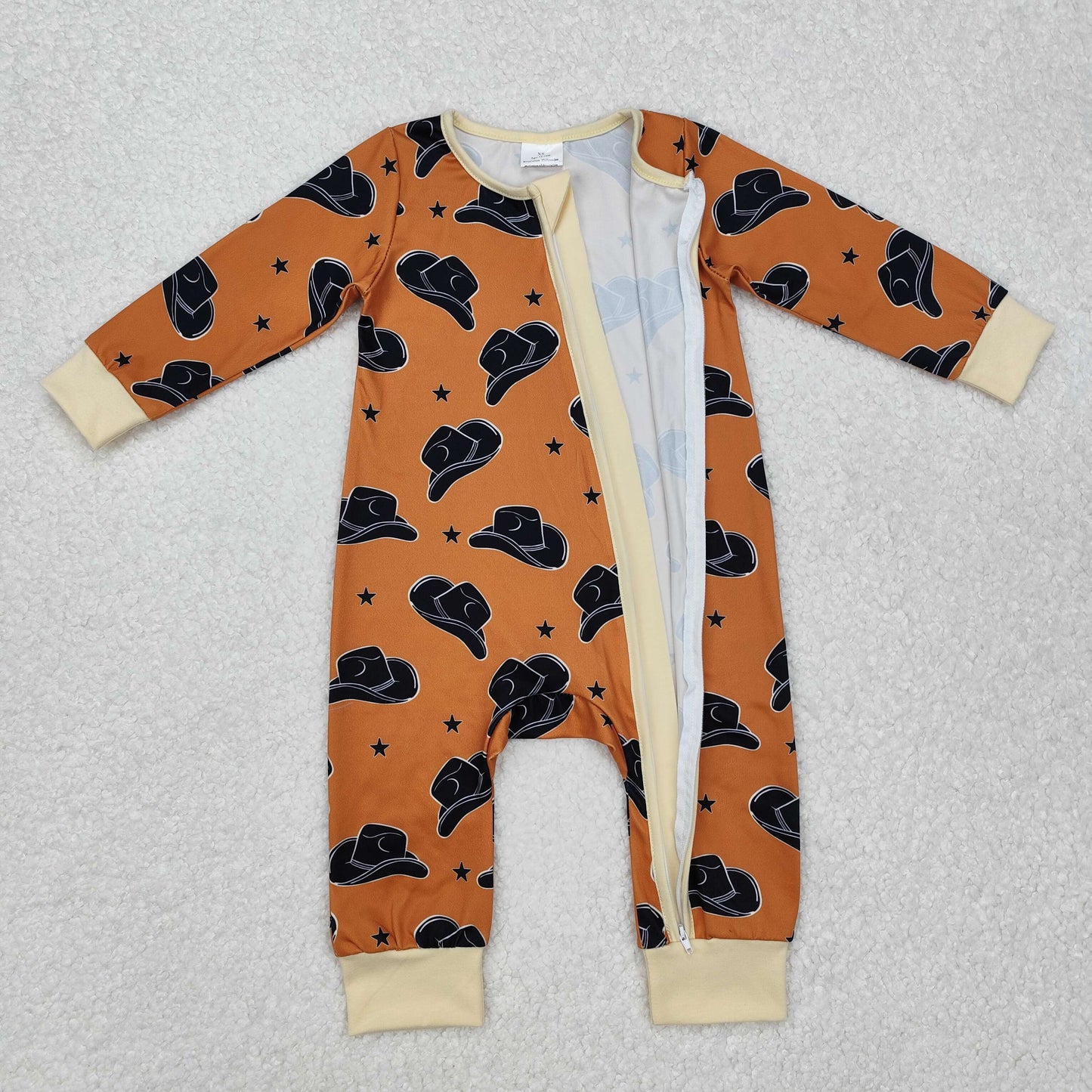 cowboy hat print zip sleeper baby clothes