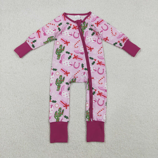 Christmas howdy cowgirl baby girl sleeper pajama
