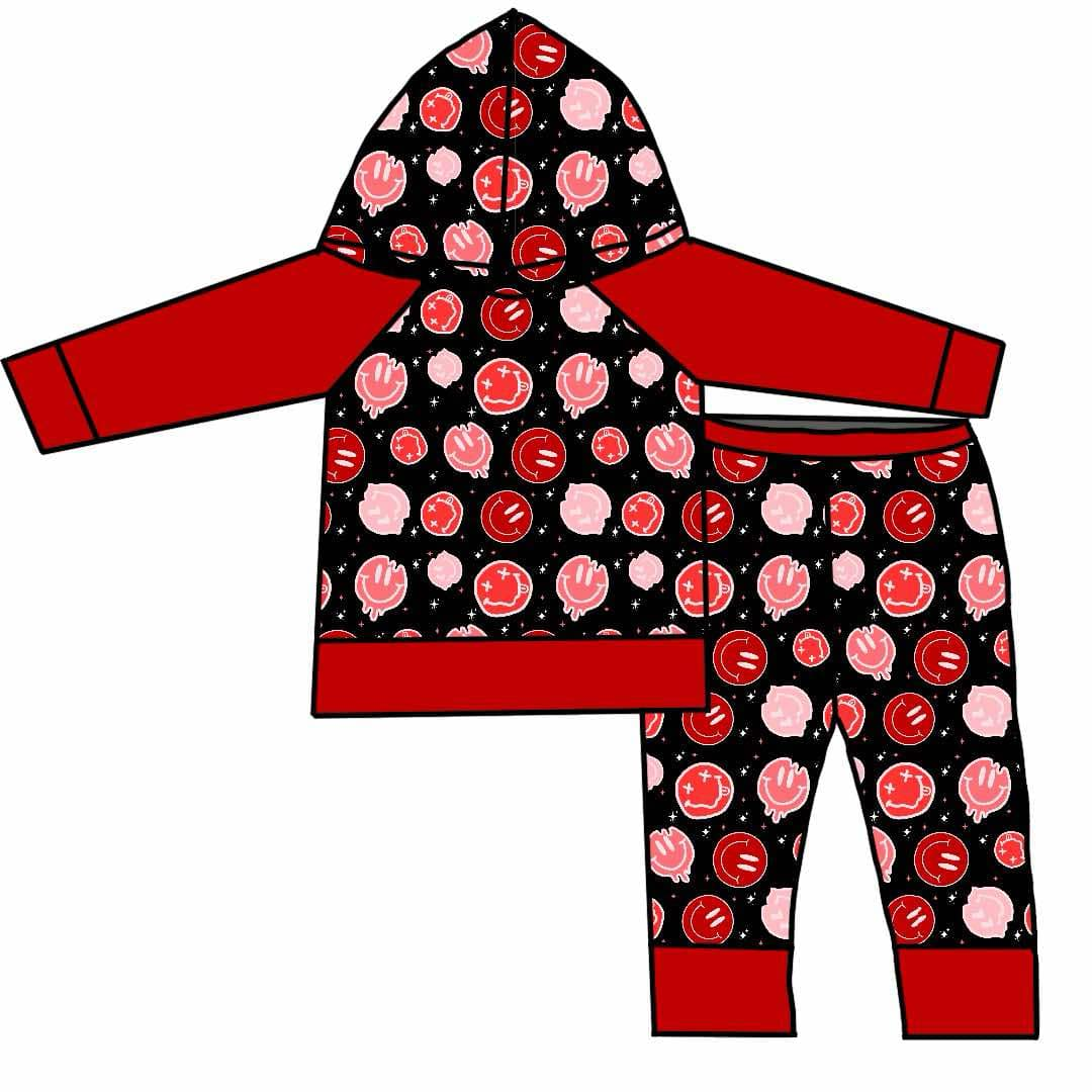 Split-CLOSE 2nd Dec valentine smileys hoodie pants set