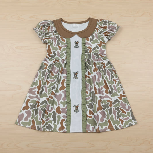 camo bunny embroidered easter girl dress