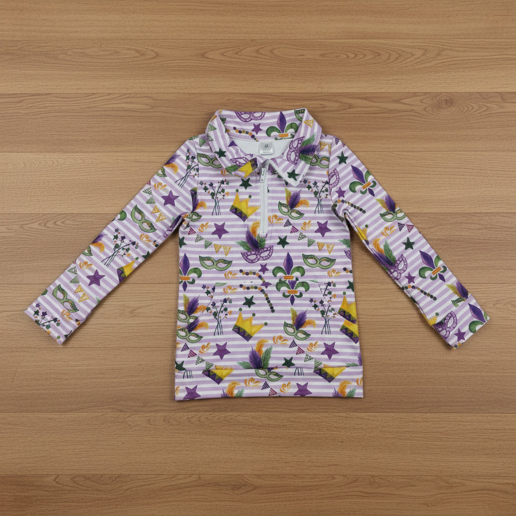 mardi gras party athletic zip top