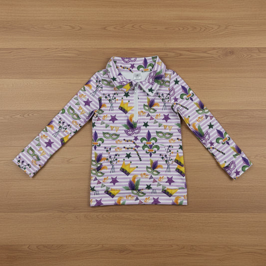 mardi gras party athletic zip top