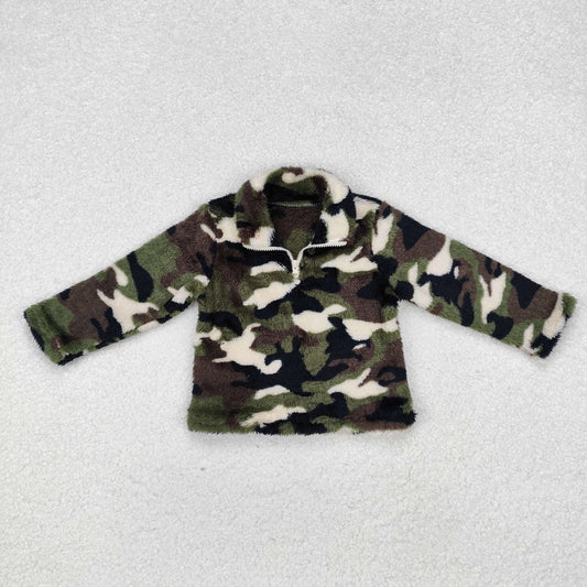 camo fleece zip pullover