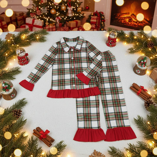 mommy and me clothes women Christmas family plaid pajama
