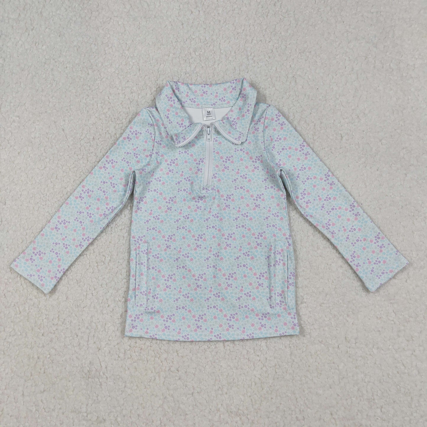 long sleeve floral athletic zip top baby girl clothes