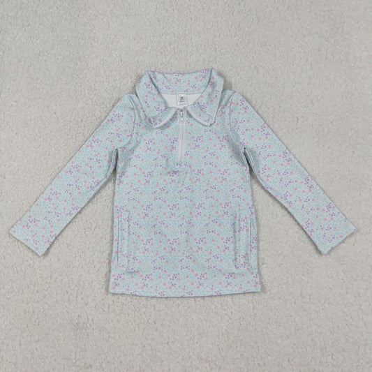 long sleeve floral athletic zip top baby girl clothes