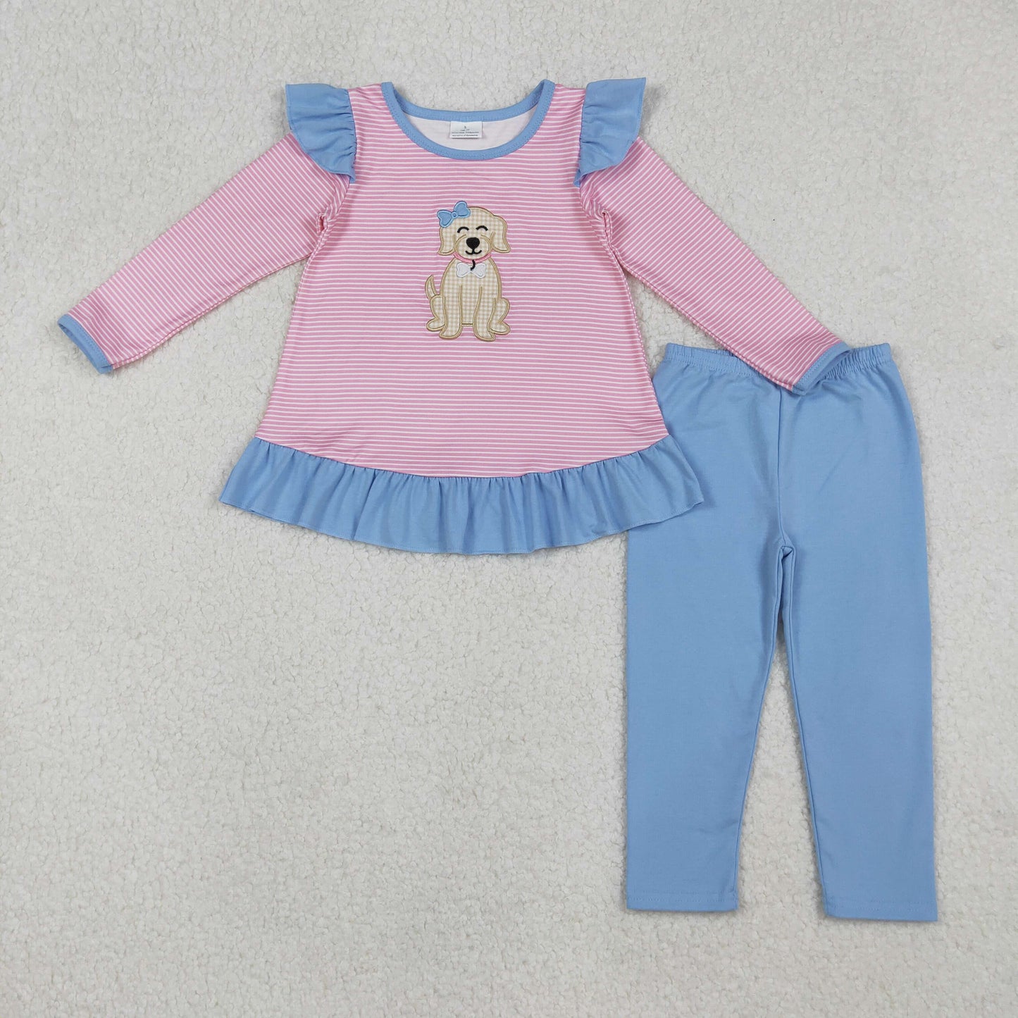 puppy dog embroidery legging set fall girl outfit