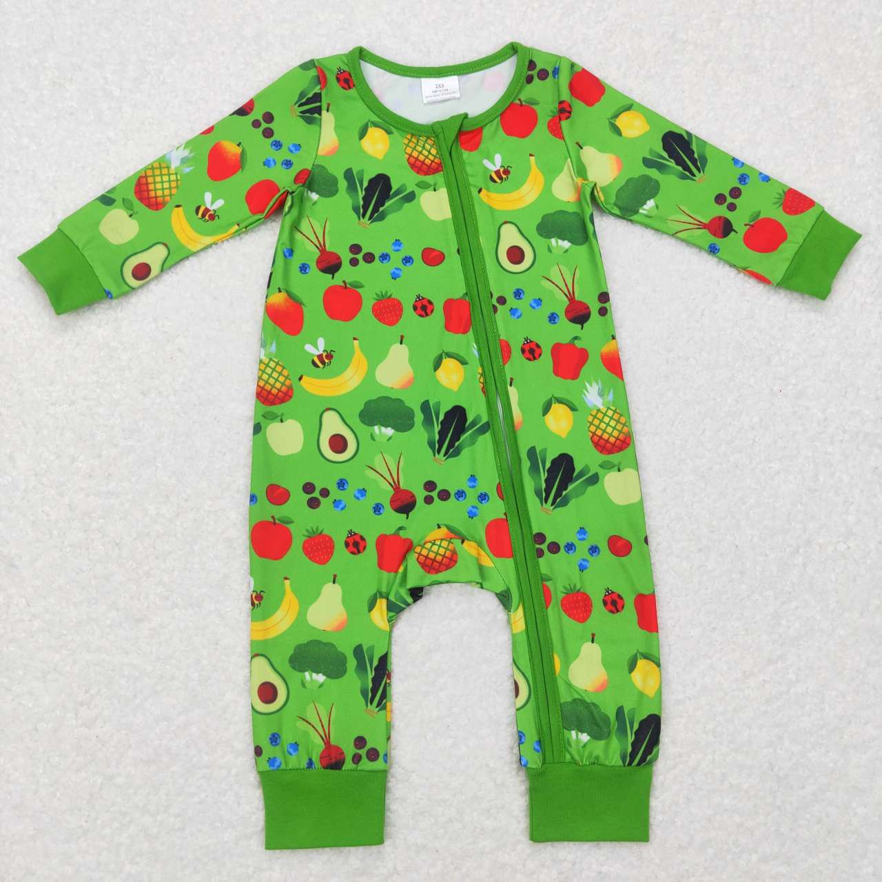 baby boy green fruit zip sleeper