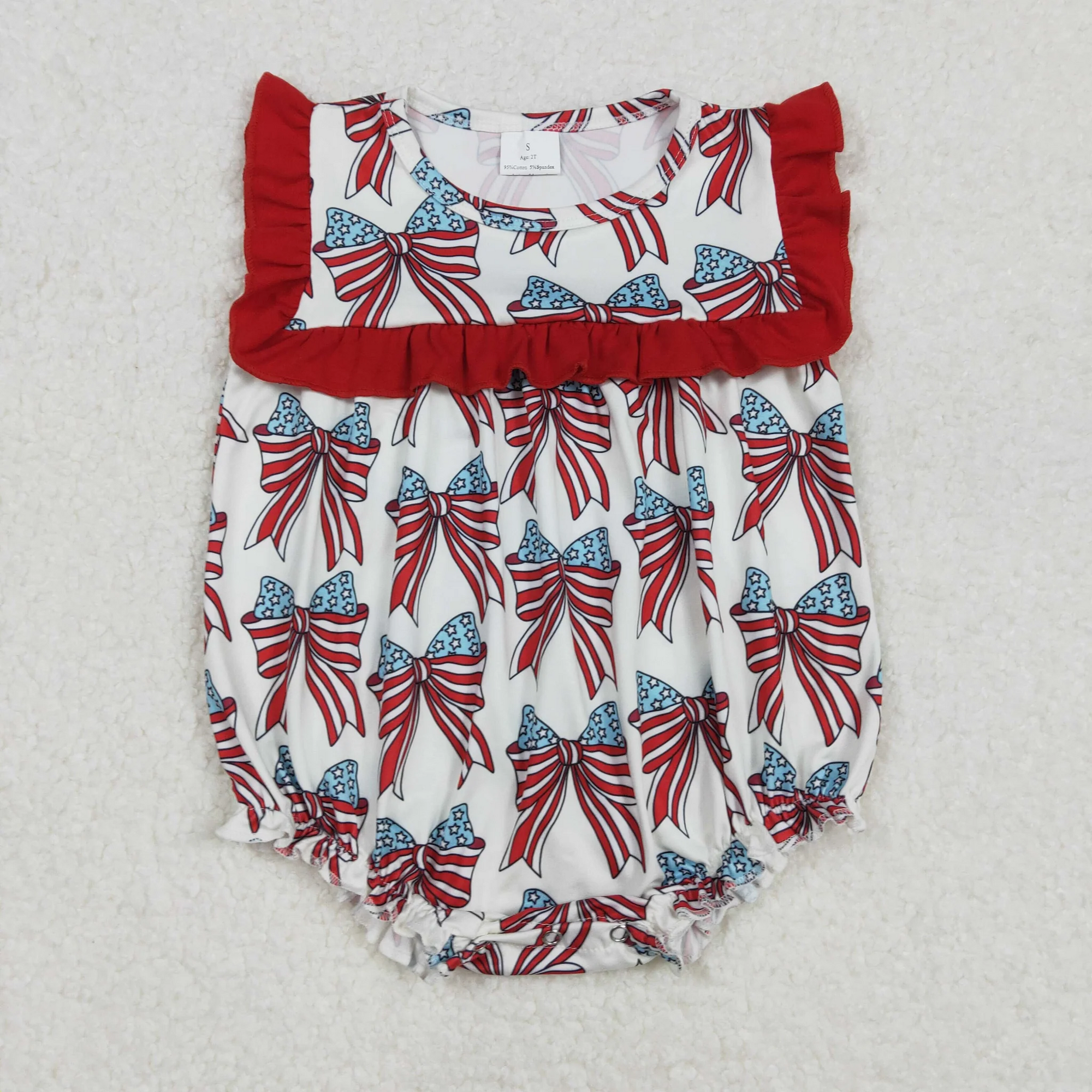 SR2664 USA Warehouse Baby Girls July Fourth Bow Bubble
